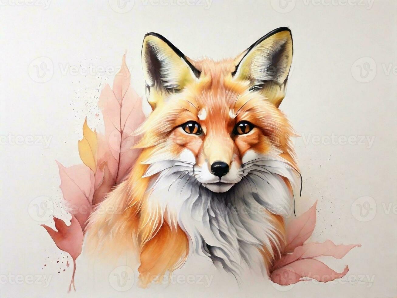 fox with soft pastel palette background illustration photo