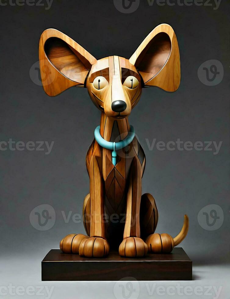 carved from a single piece of wood, with the wood grain combined with the charm of the illustrated dog photo