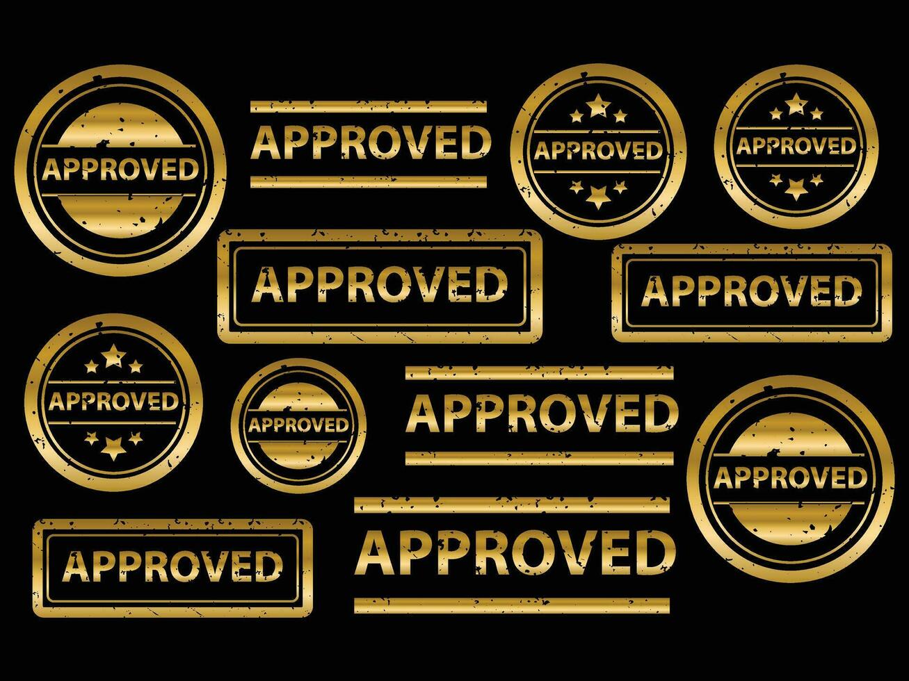 Gold approved Stamp vector, Rubber stamp vector