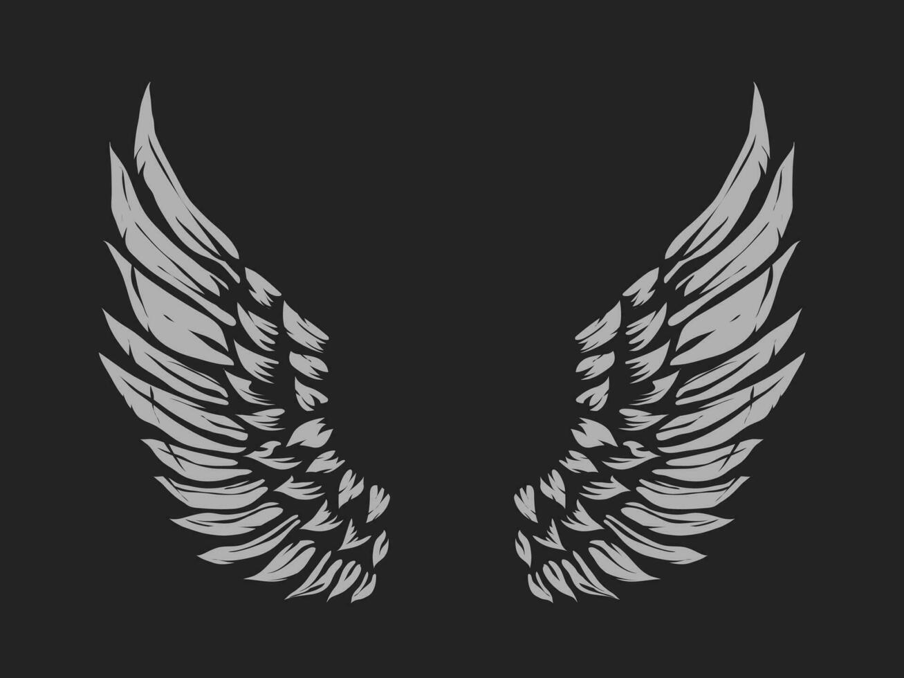 A pair of bird wings. Angel. Vector illustration for tattoo.