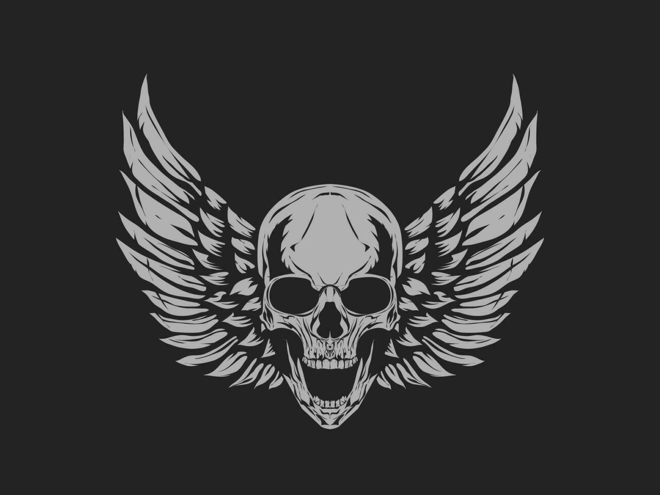 Vintage illustration of skull and wings vector