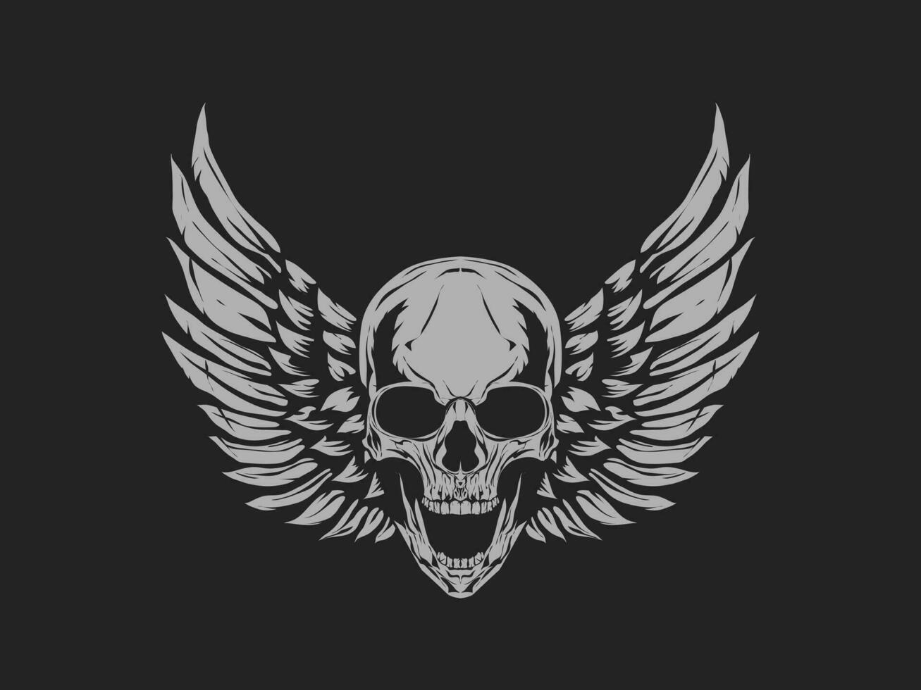 Vintage illustration of skull and wings vector