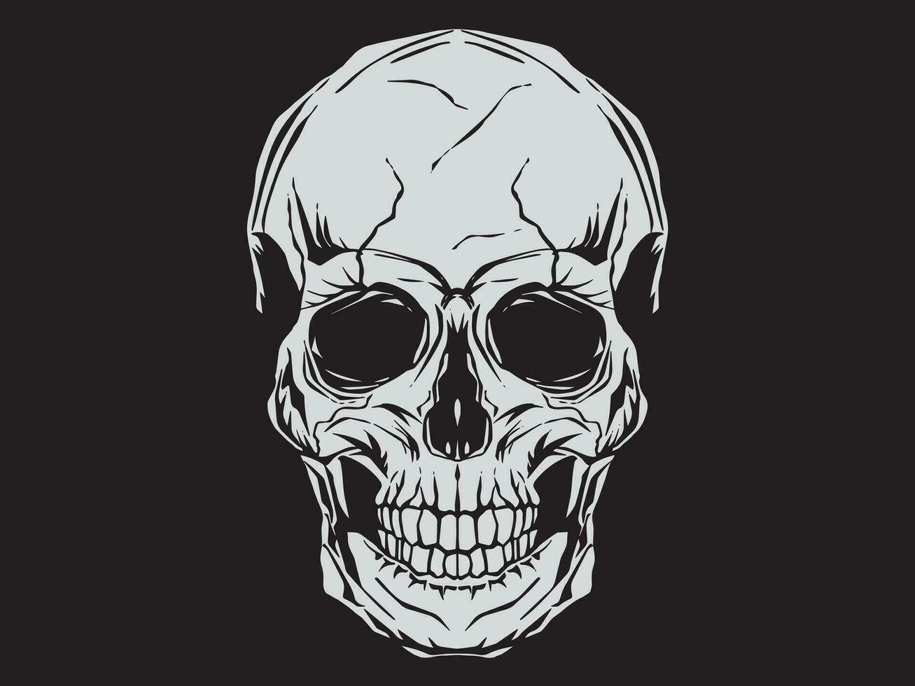 Vintage illustration of skull. On black background vector