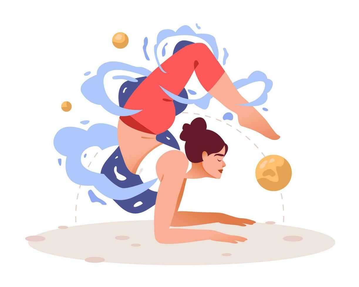 Women practice yoga and meditation. The concept of Zen and harmony. Mental health. vector