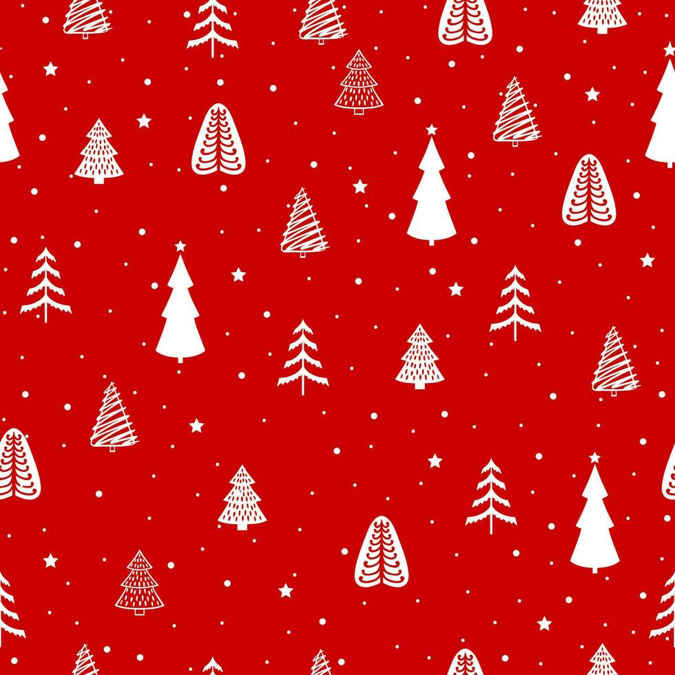 Seamless style christmas trees and snowflakes. Winter pattern vector