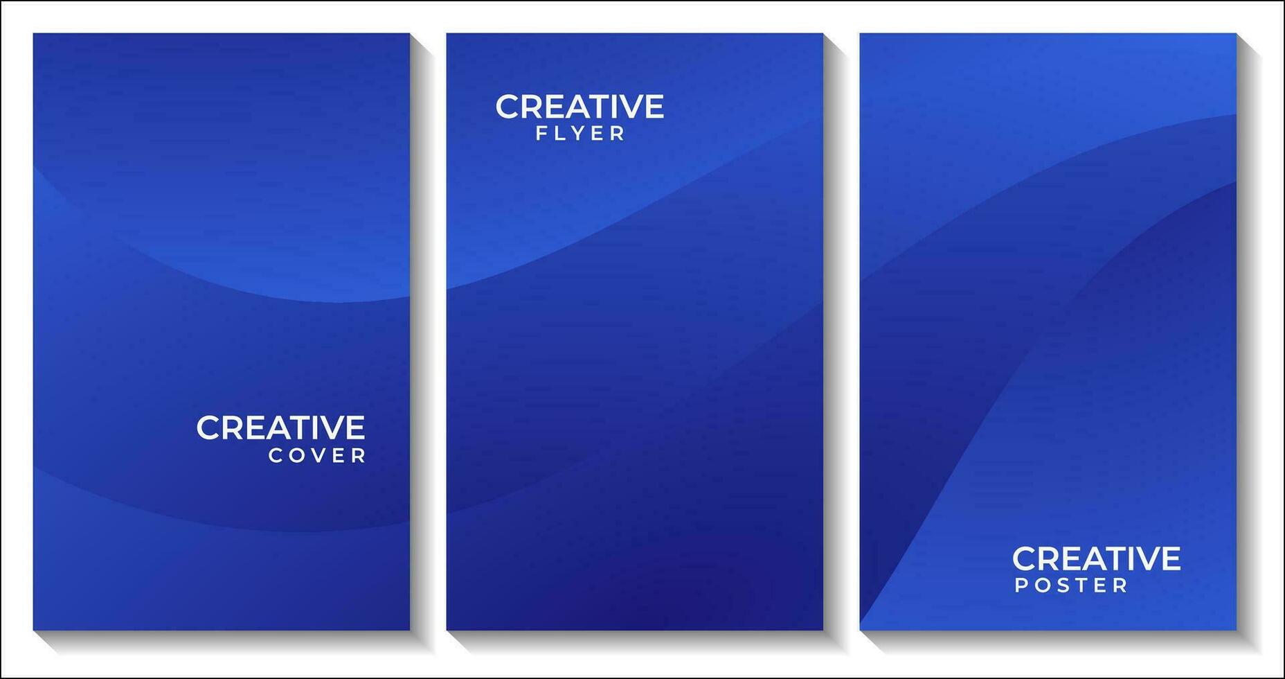 set of flyer with abstract navy blue wave background vector