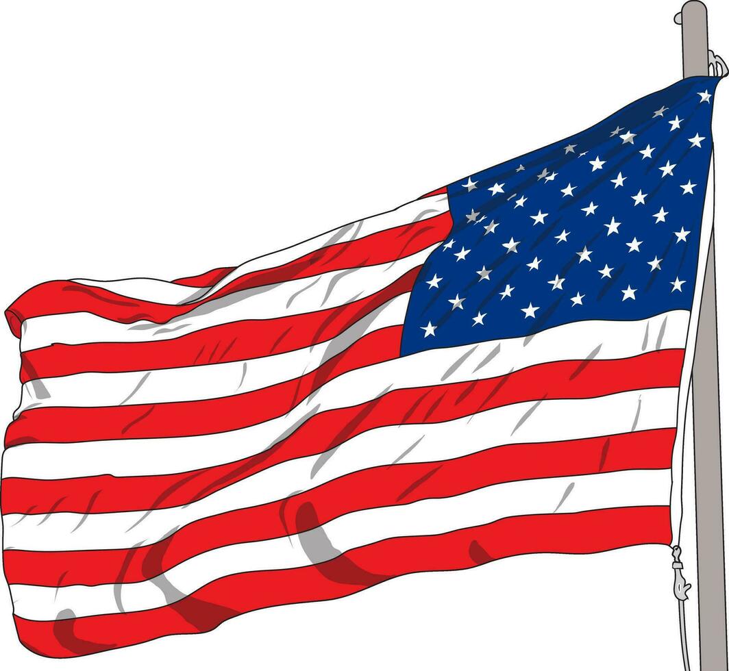 USA flag waving in the wind, American flag, waving flag of the United States of America, illustration of wavy American Flag for Independence Day vector