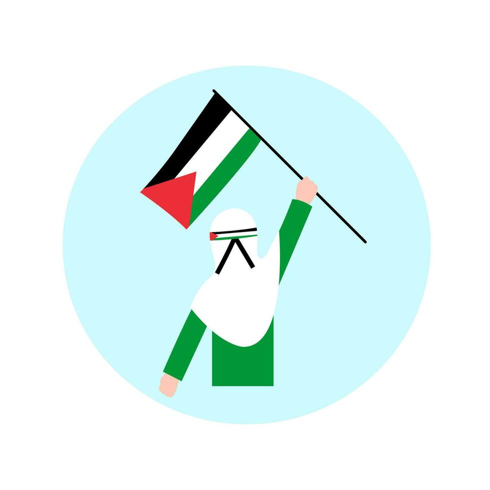 Hijab Woman Holding Palestine Flag 33107553 Vector Art at Vecteezy