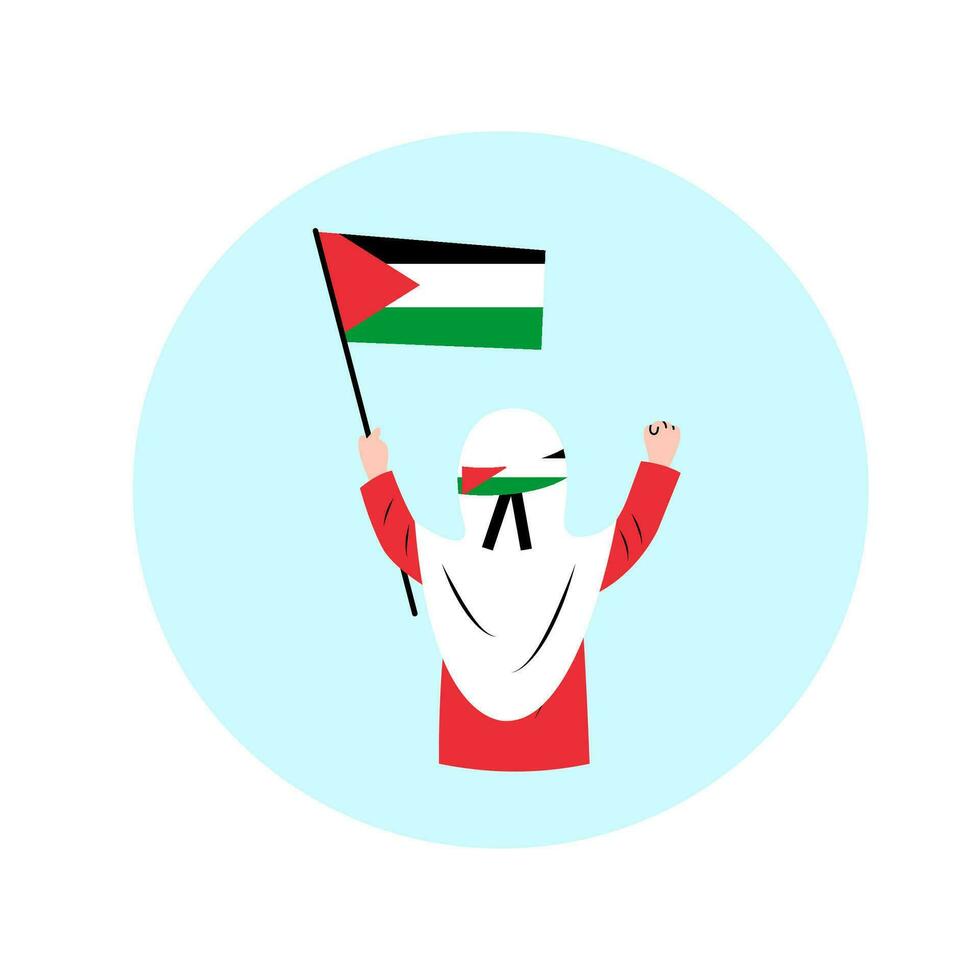 Hijab Woman Holding Palestine Flag 33107557 Vector Art at Vecteezy