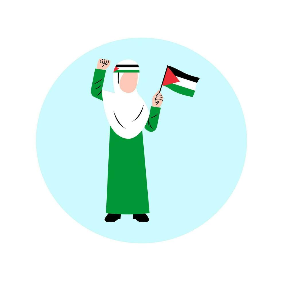 hijab mujer participación Palestina bandera vector