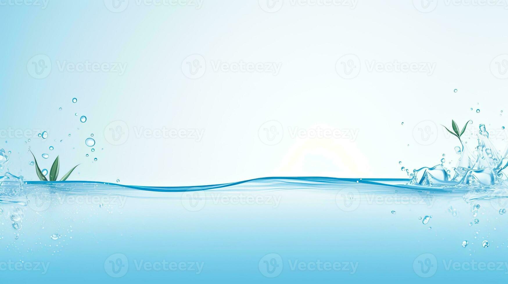 Blue water. Web banner with copy space. Generative AI photo