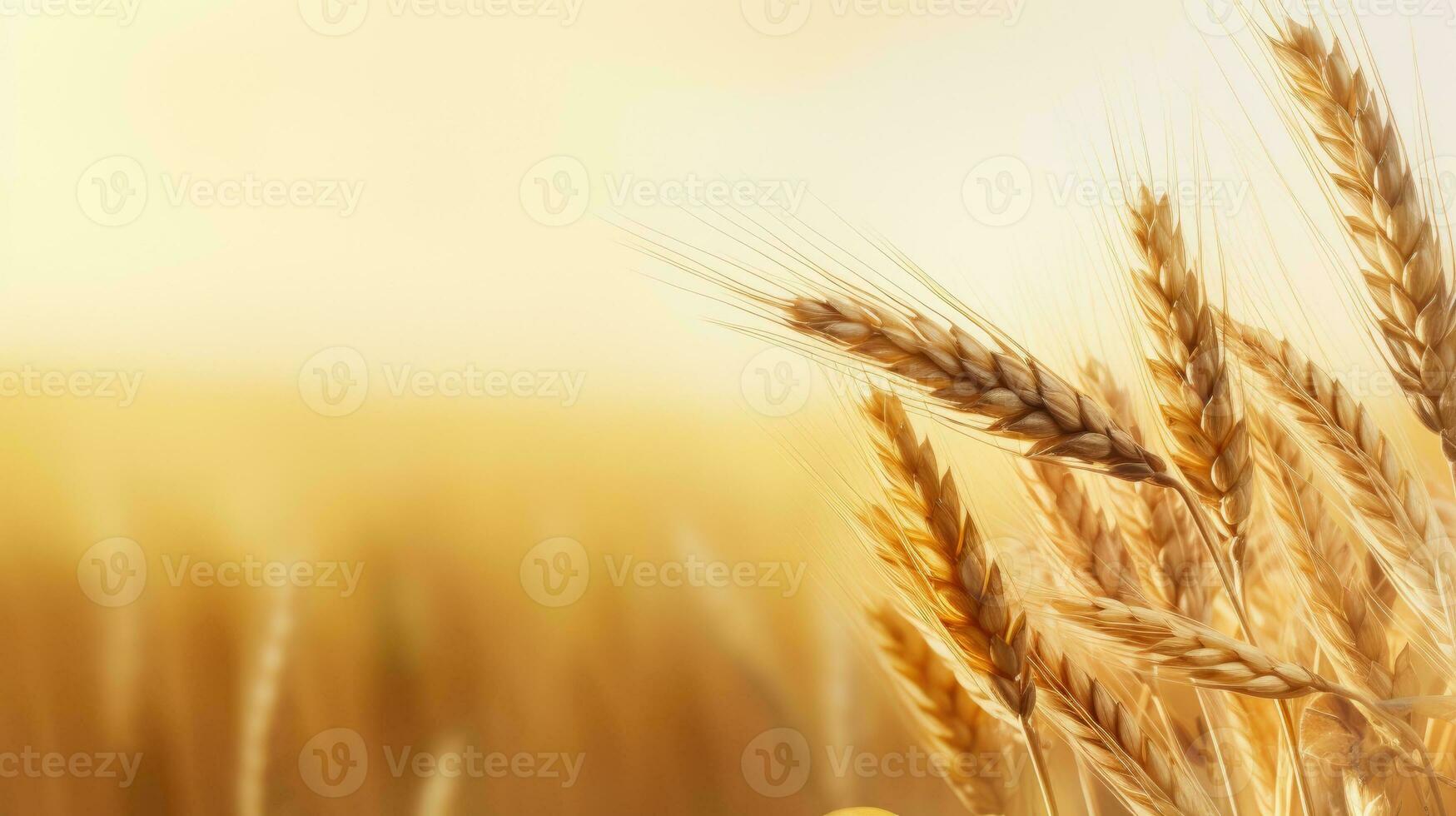 Wheat field. Web banner with copy space. Generative AI photo