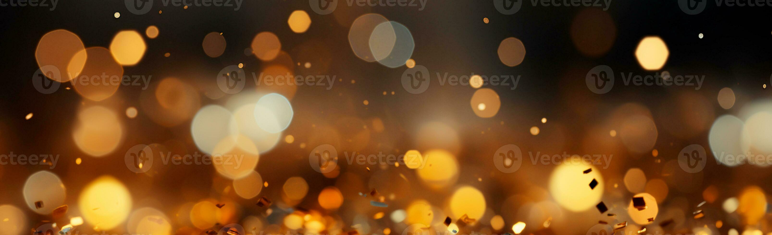 Bright festive bokeh, panoramic background - AI generated image photo