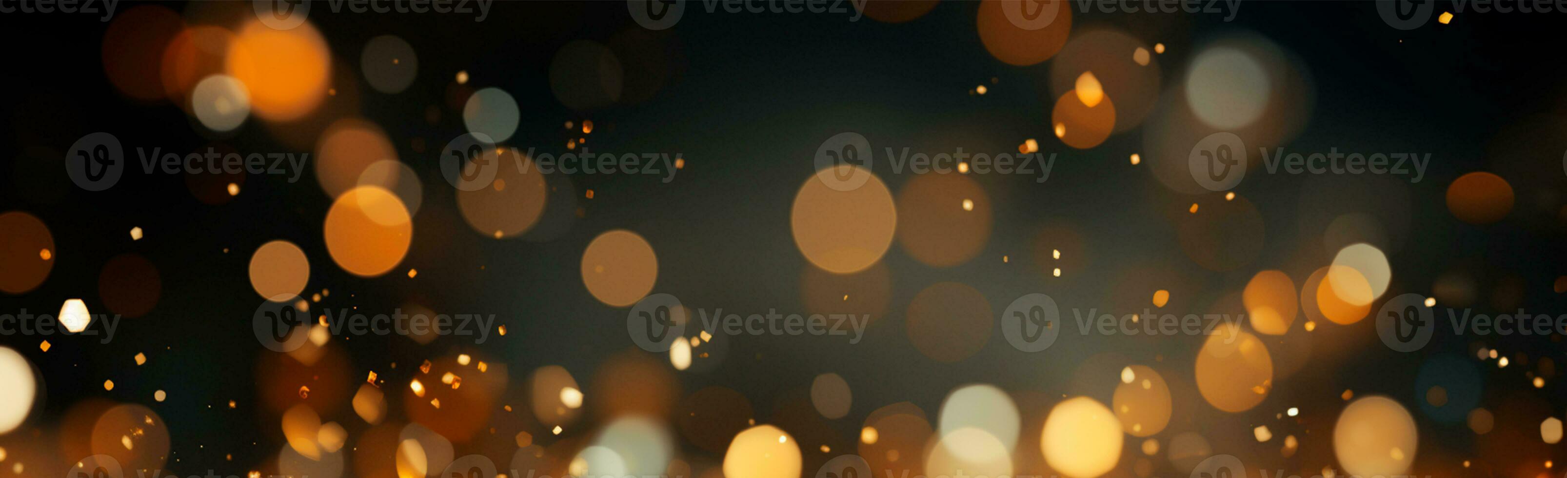 Bright festive bokeh, panoramic background - AI generated image photo