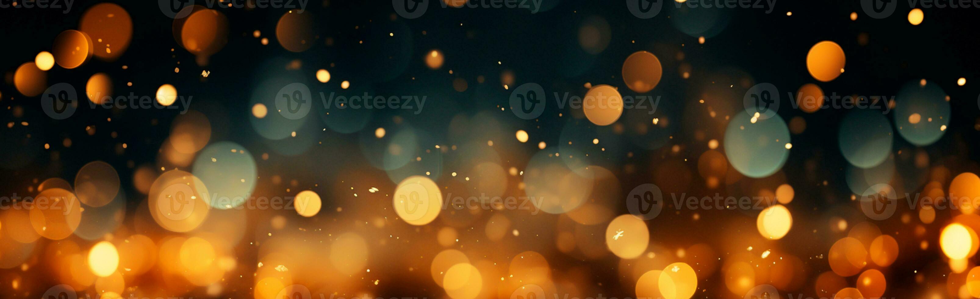 Bright festive bokeh, panoramic background - AI generated image photo