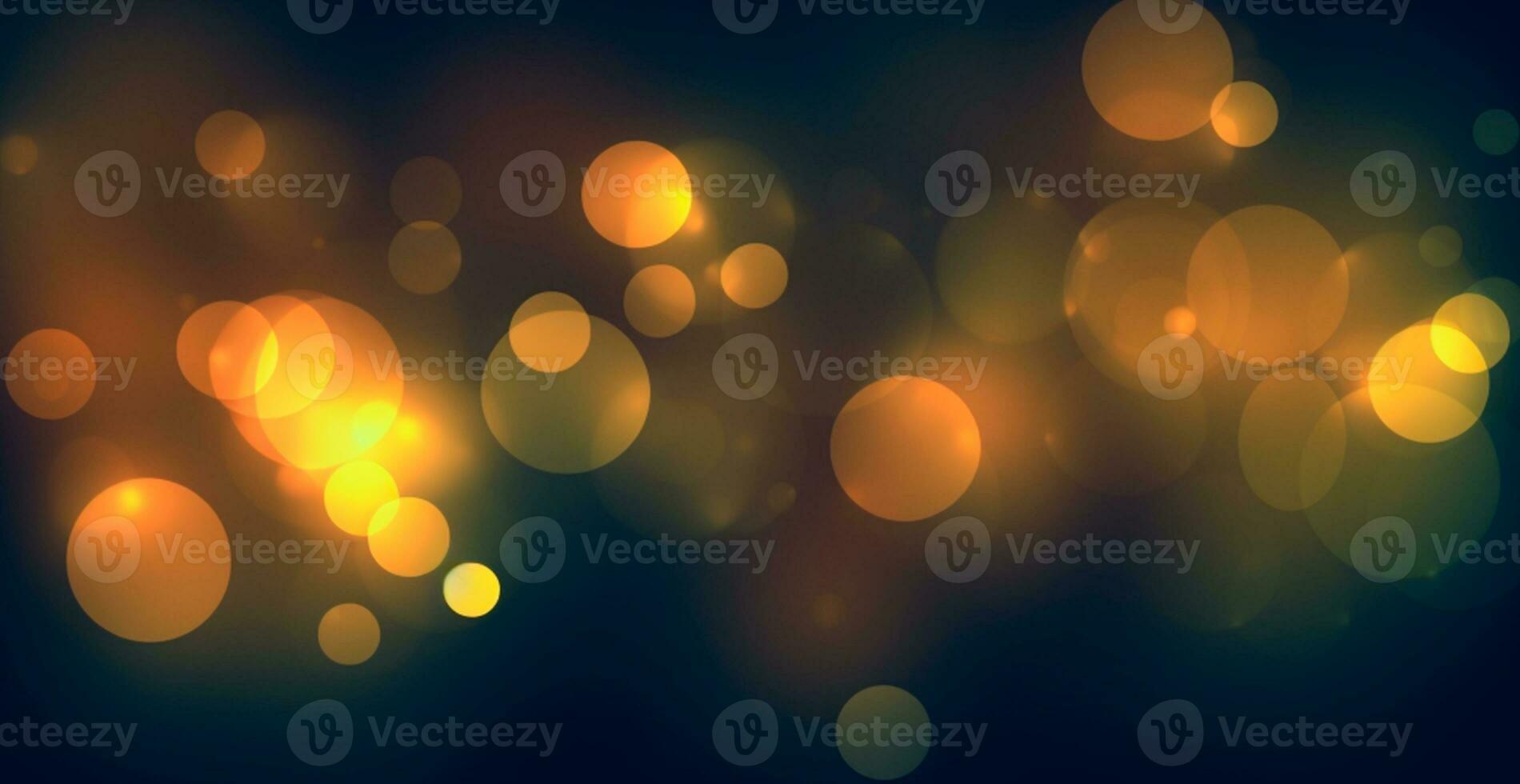 Dark multicolored panoramic background, bright glowing bokeh circles, celebration - AI generated image photo