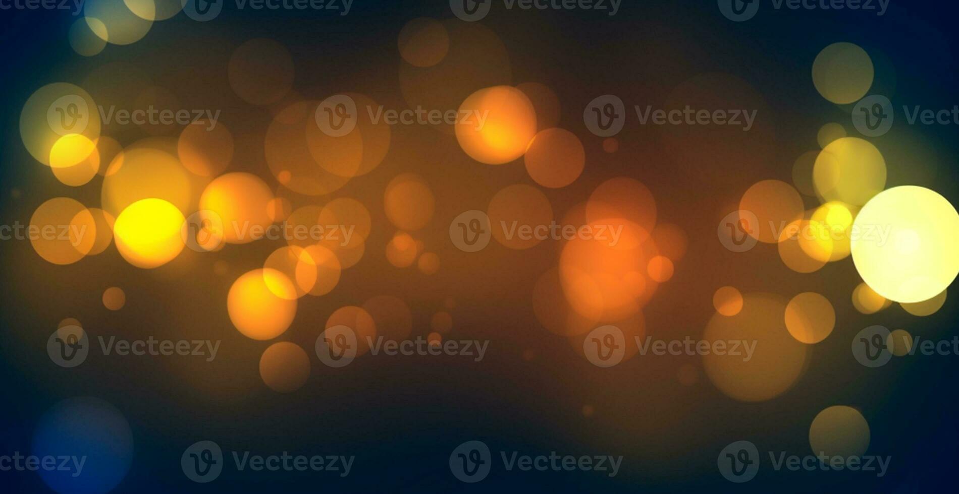 Dark multicolored panoramic background, bright glowing bokeh circles, celebration - AI generated image photo