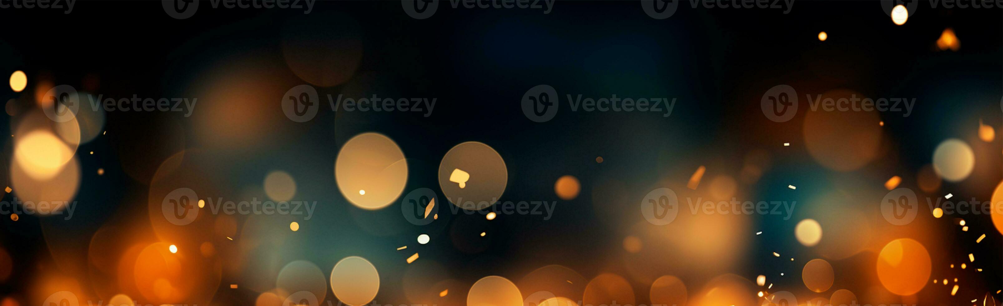 Bright festive bokeh, panoramic background - AI generated image photo