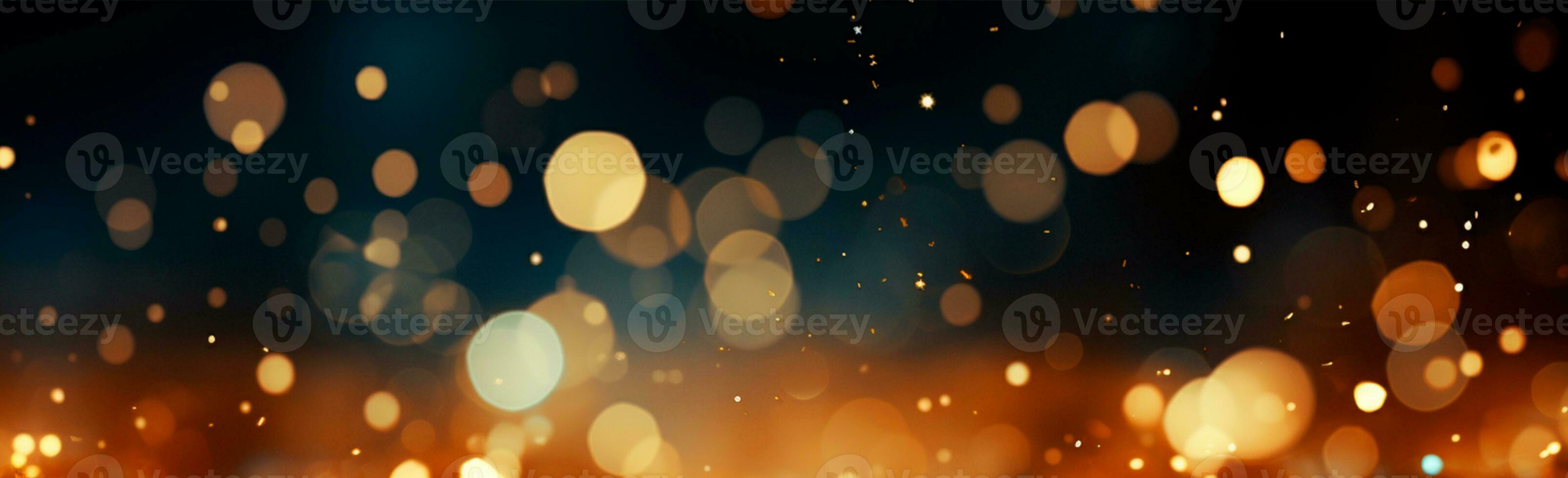 Bright festive bokeh, panoramic background - AI generated image photo