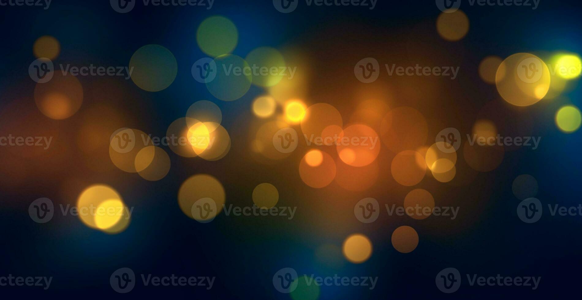 Dark multicolored panoramic background, bright glowing bokeh circles, celebration - AI generated image photo