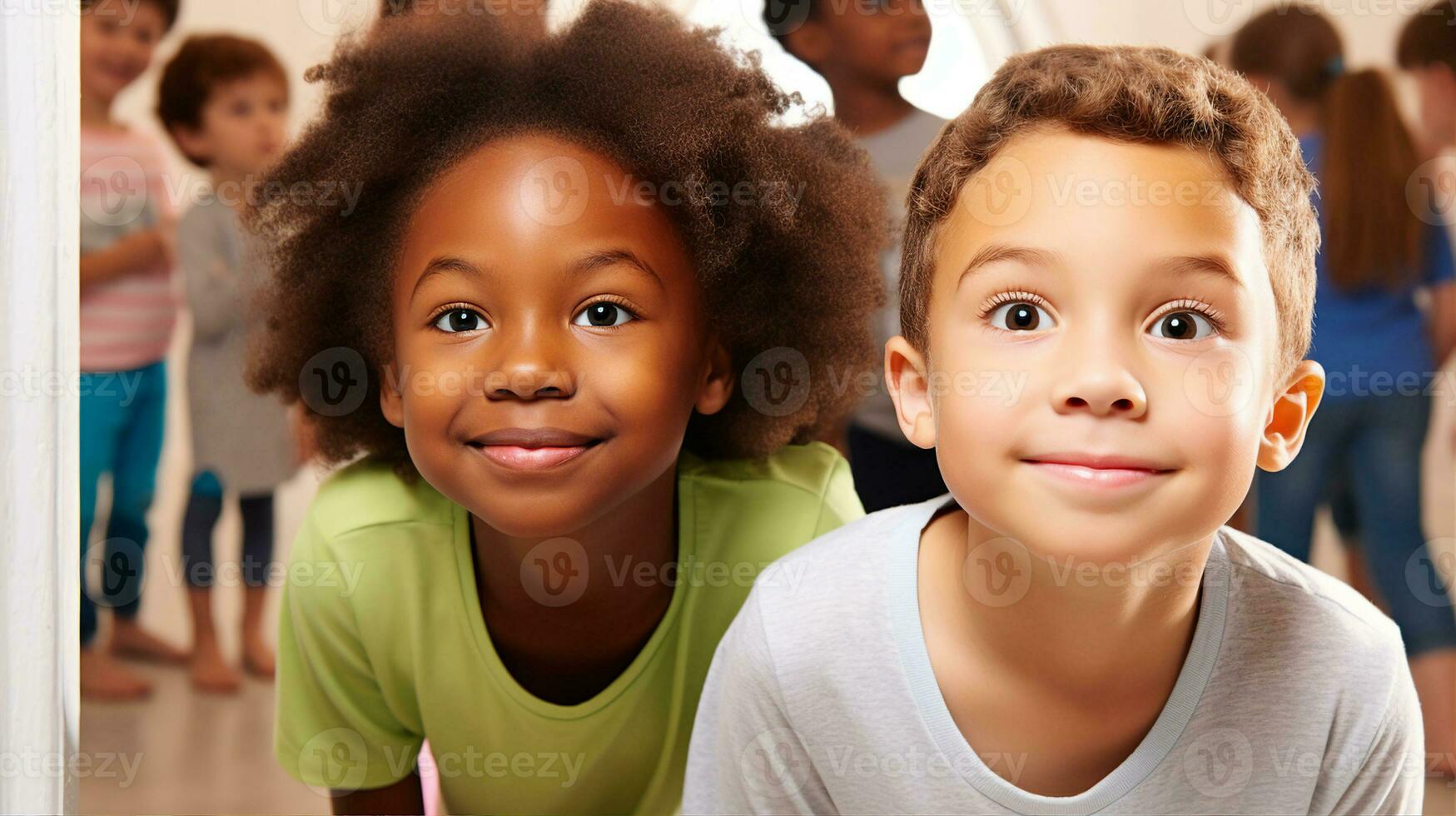 Children at a museum, wide - eyed and curious, every artifact a doorway to knowledge. Generative AI photo