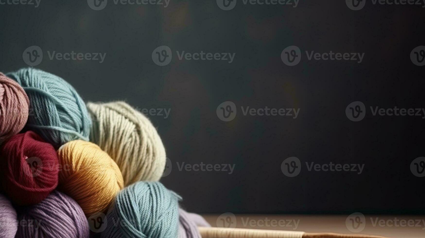 A bundle of yarn. Web banner with copy space. Generative AI photo