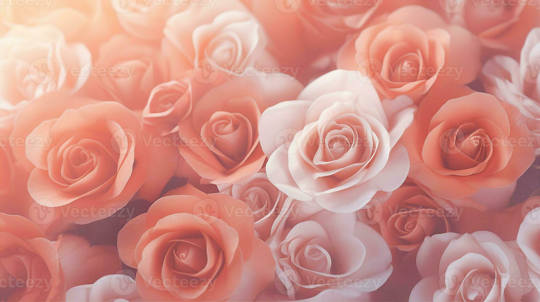 Ethereal pink roses bathed in soft light, symbolizing romance, beauty, and elegance against a dreamy background. Generative AI photo