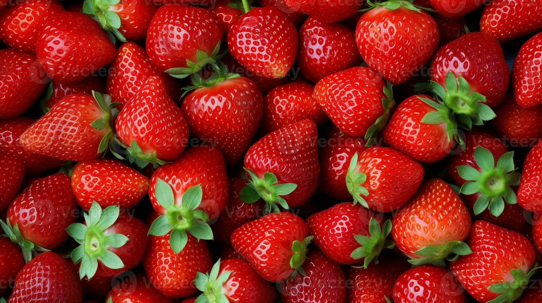 Close-up of vibrant, juicy strawberries with water droplets, filling the frame. Generative AI photo