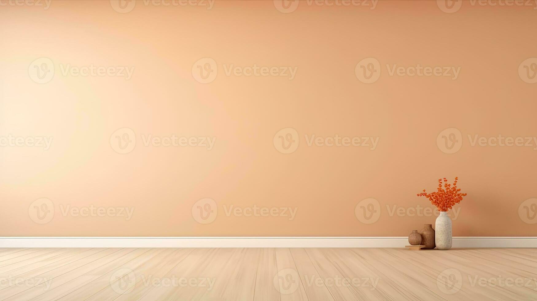 Empty room, modern interior design, wall. Web banner with copy space. Generative AI photo