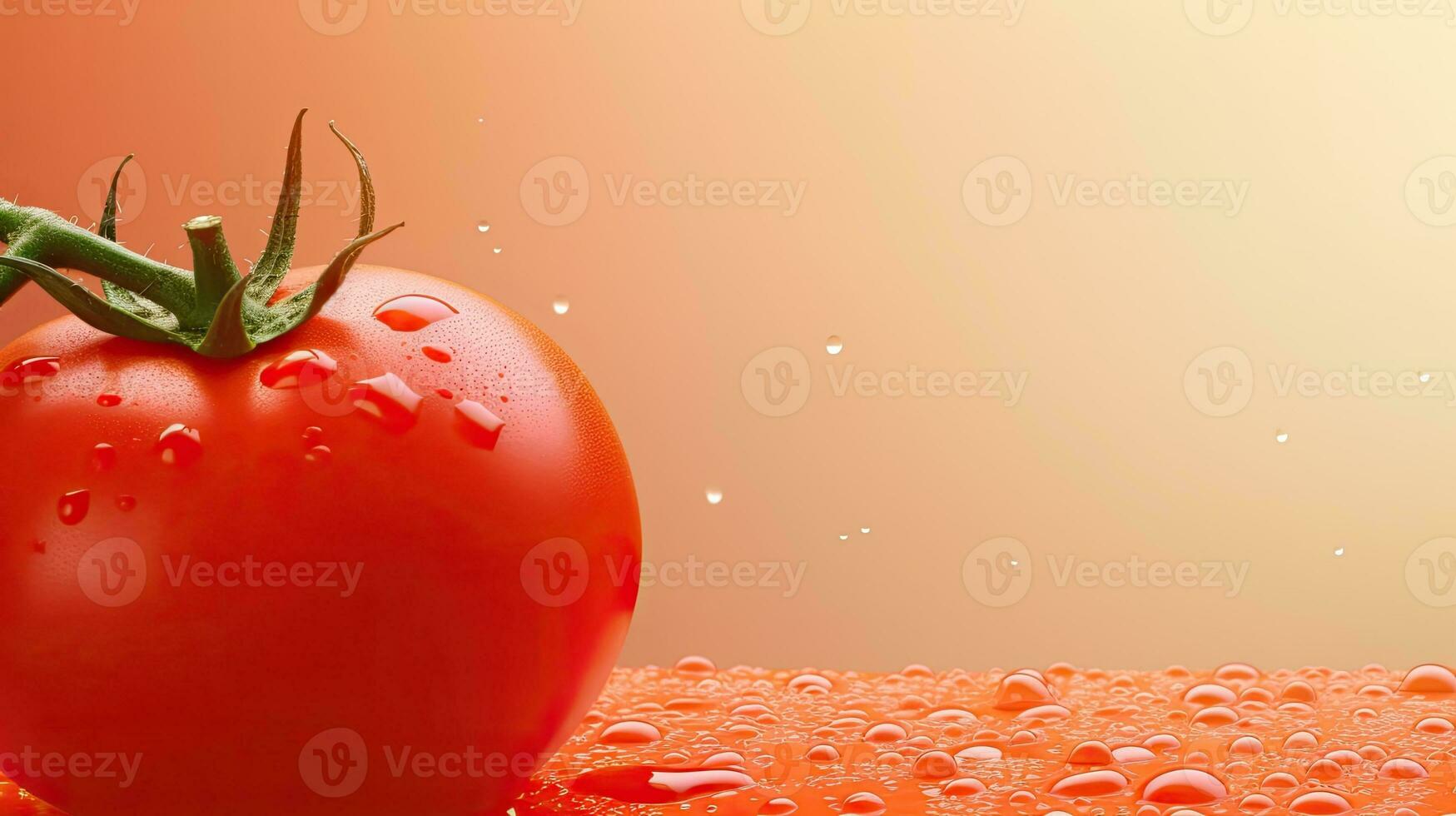 Tomato. Web banner with copy space. Generative AI photo