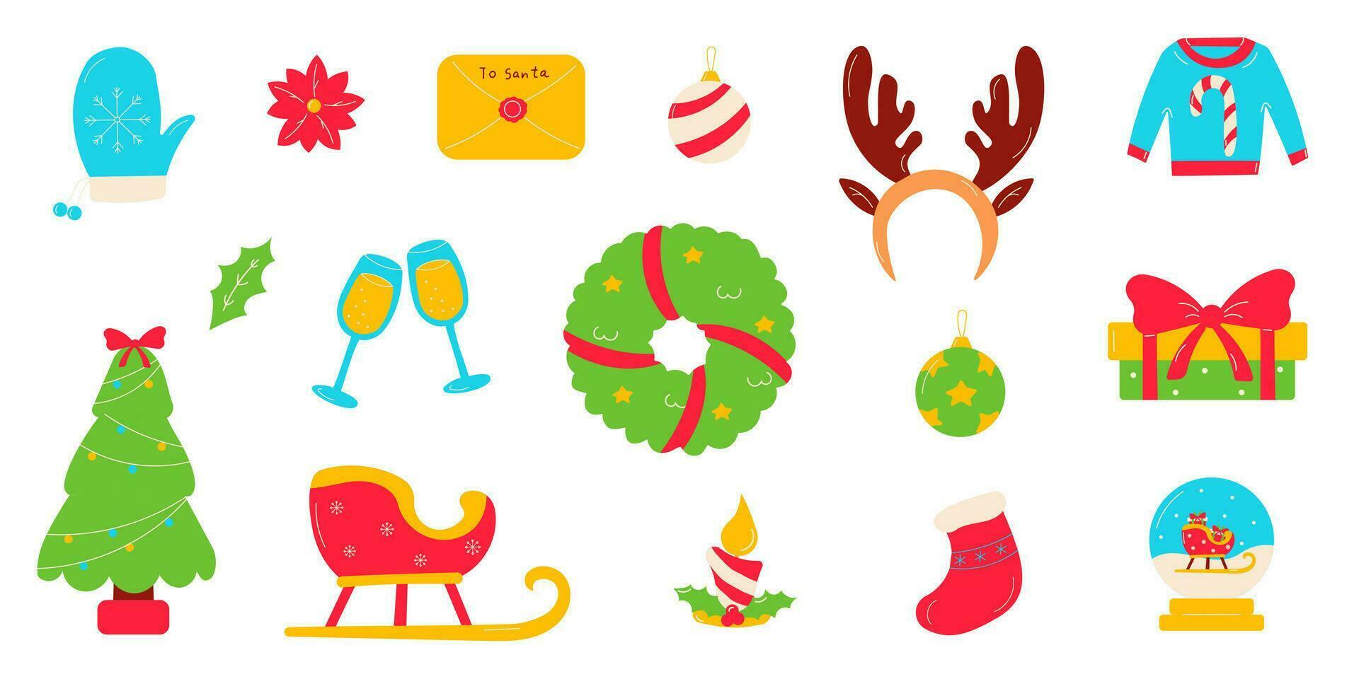 christmas new year holidays gifts tree set 33108081 Vector Art at Vecteezy