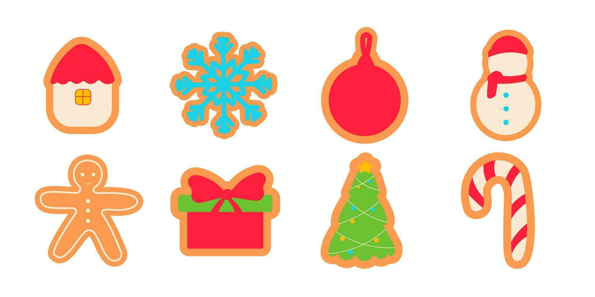 Navidad nuevo año juguetes galletas conjunto elementos vector