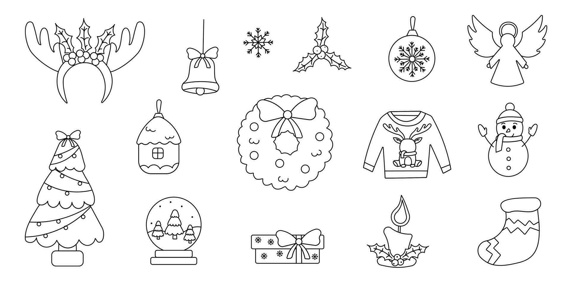 christmas new year holidays gifts tree set 33108083 Vector Art at Vecteezy