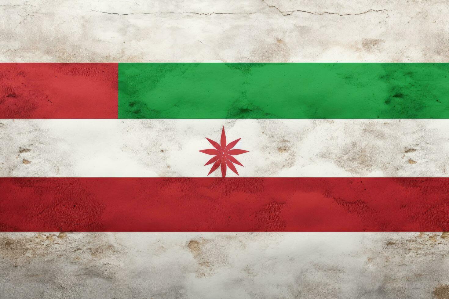 Grunge flag of the Republic of Iran. Old vintage paper texture, Tajikistan flag on old white wall. Horizontal panoramic banner, AI Generated photo
