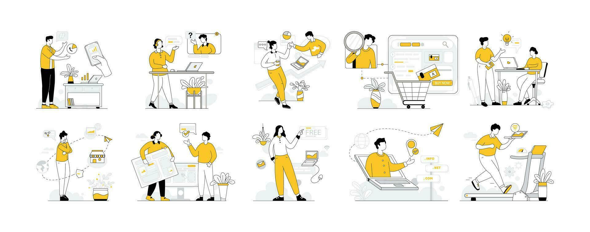 Business Vectors Illustration Flat Line Vectors Illustration Flat