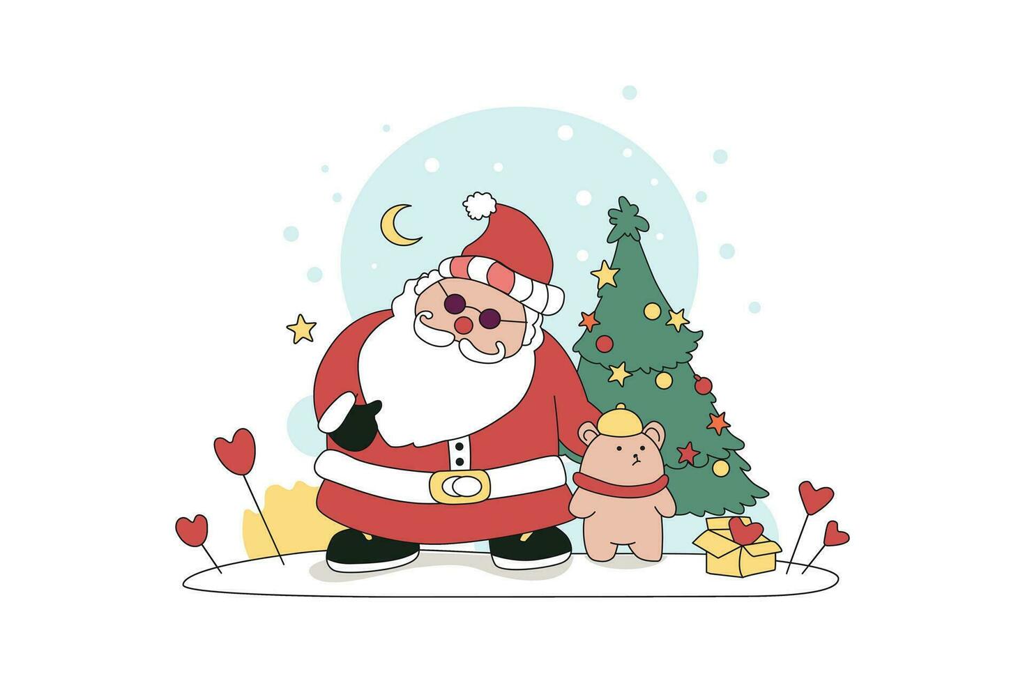Santa Claus And A Little Bear vector