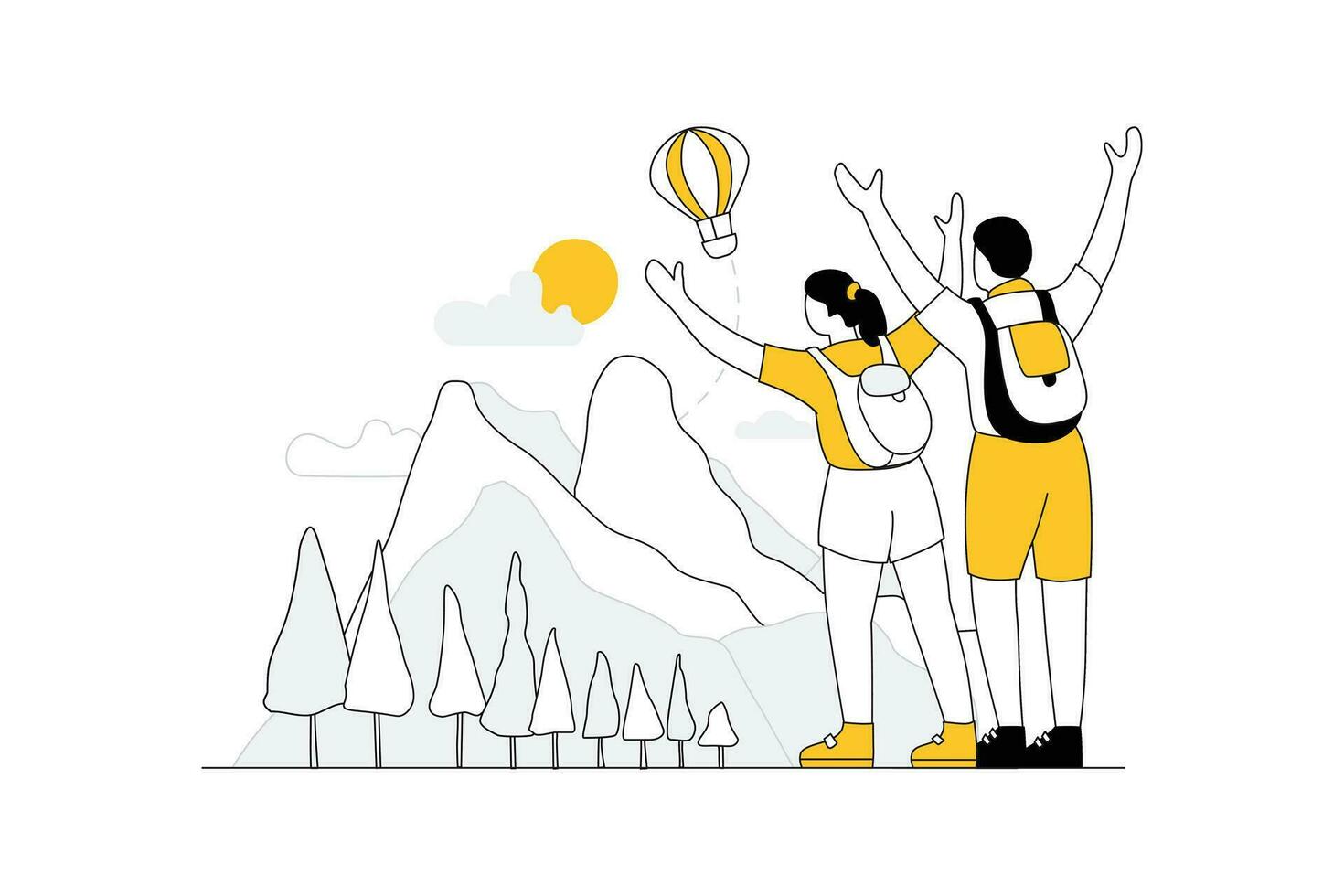 Travel and Friends - Flat Vector