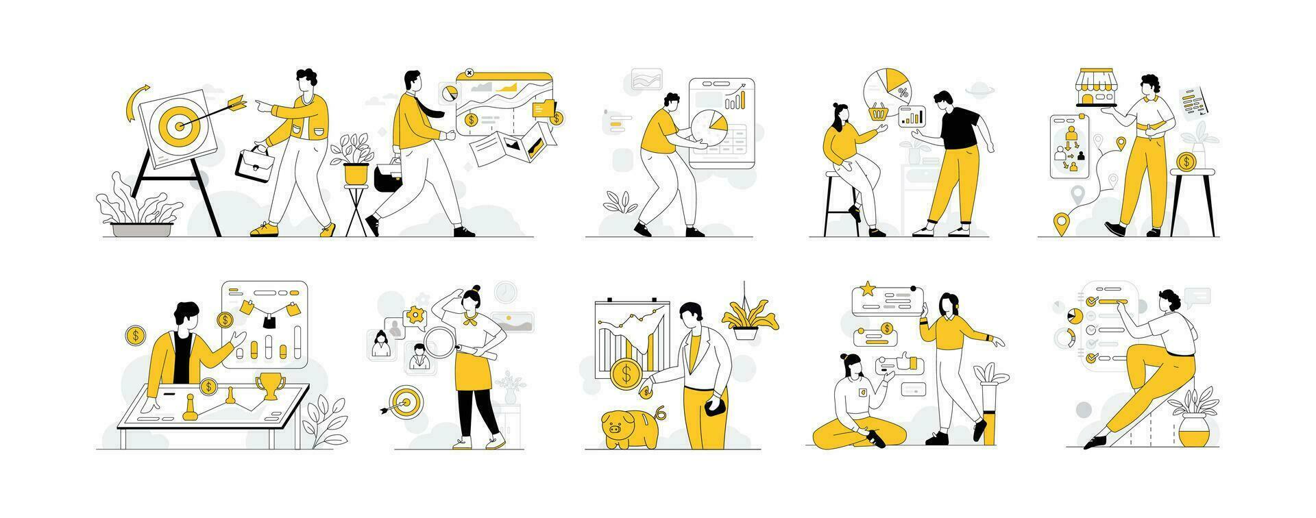 Business Vectors Illustration Flat Line