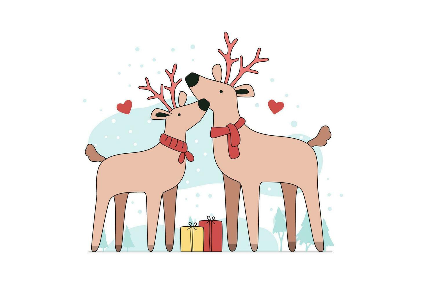 Two Reindeer On Christmas Day vector