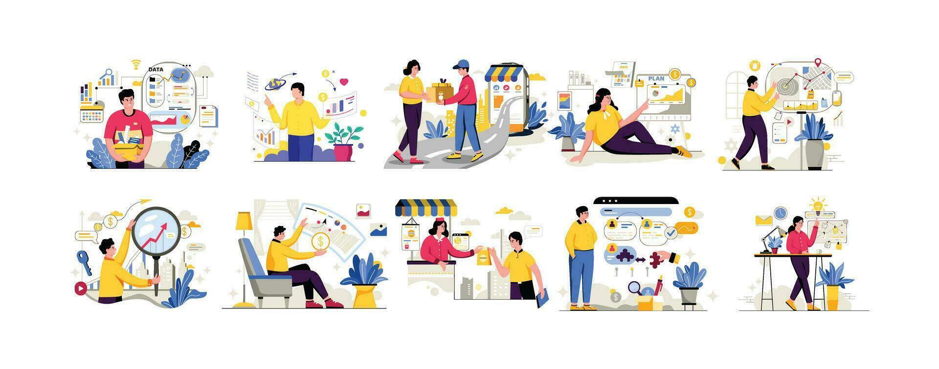 Business Vectors Illustration Flat Line