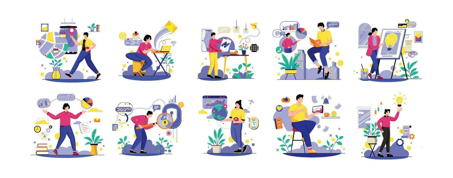 Business Vectors Illustration Flat Line