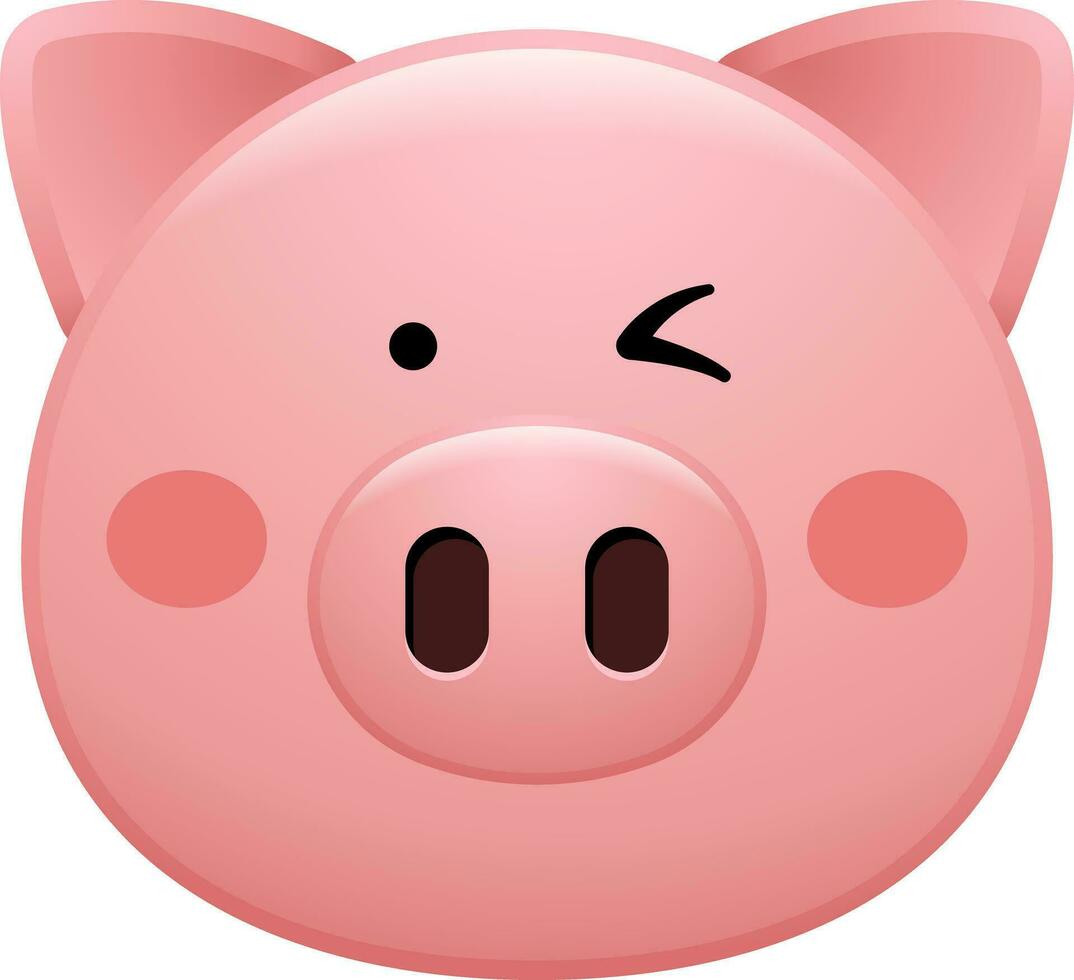 cute pig face emoji sticker vector
