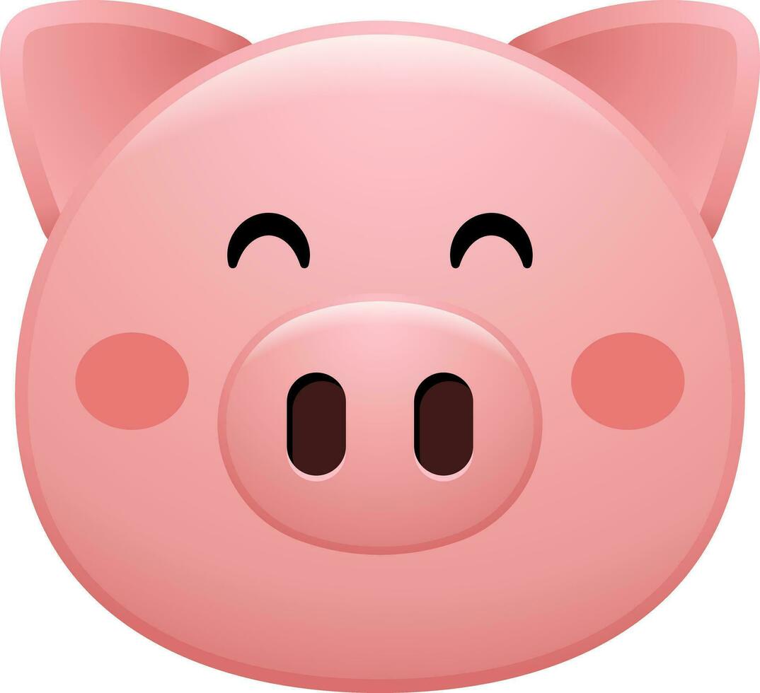 cute pig face emoji sticker vector