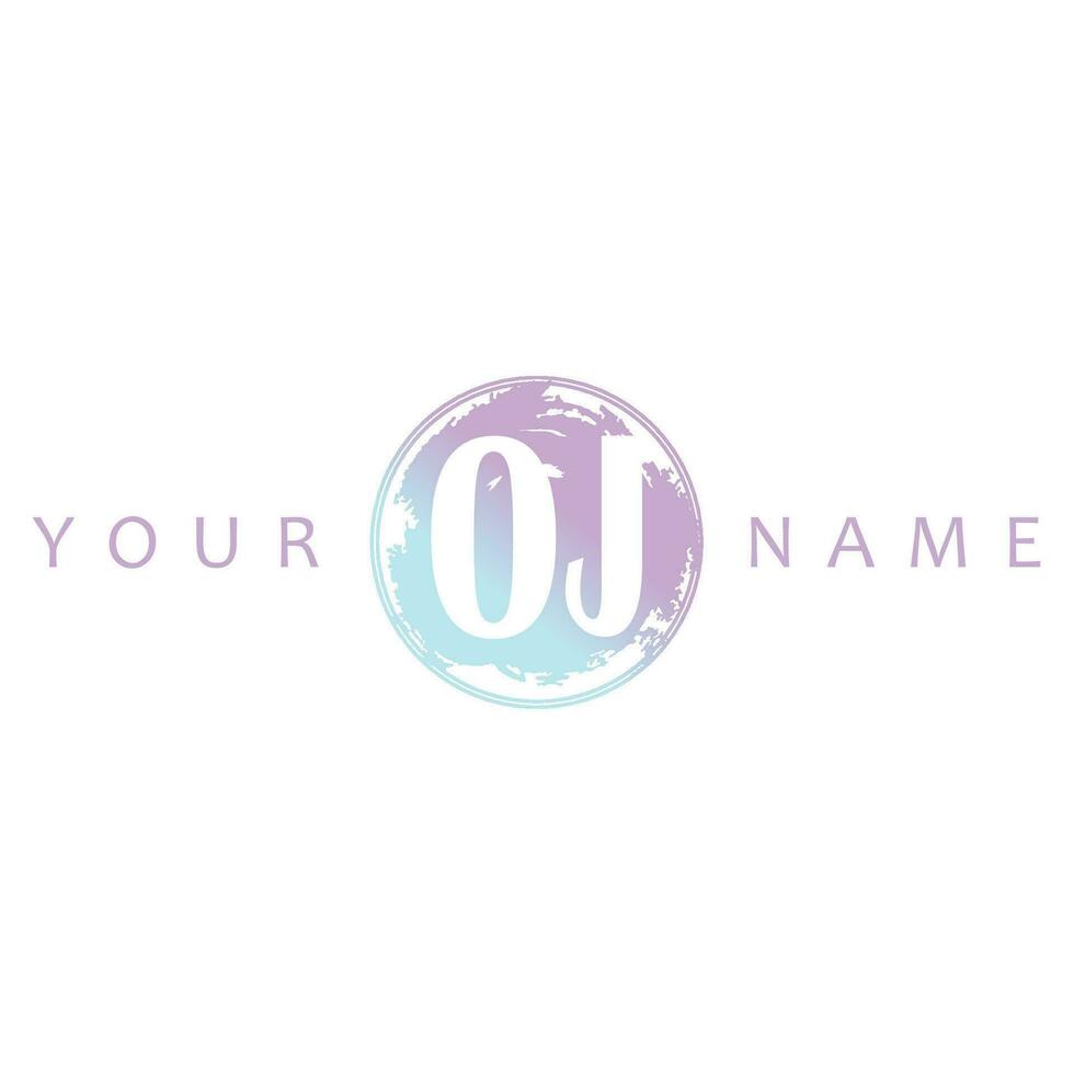 OJ Initial Logo Watercolor Vector Design