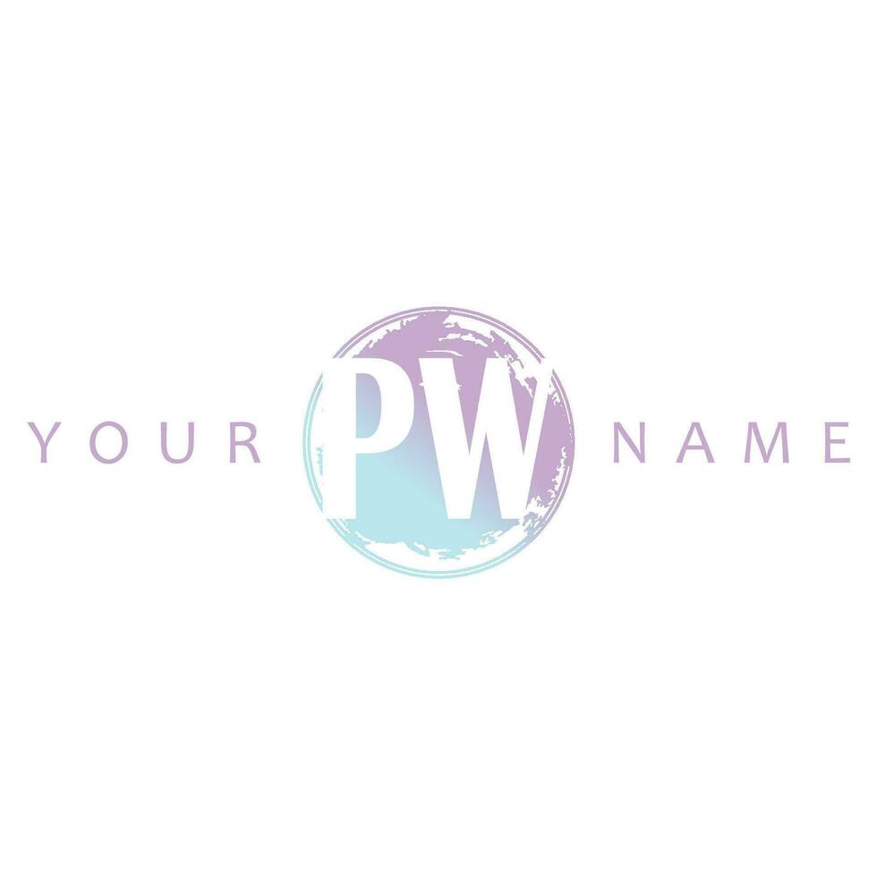 PW Initial Logo Watercolor Vector Design