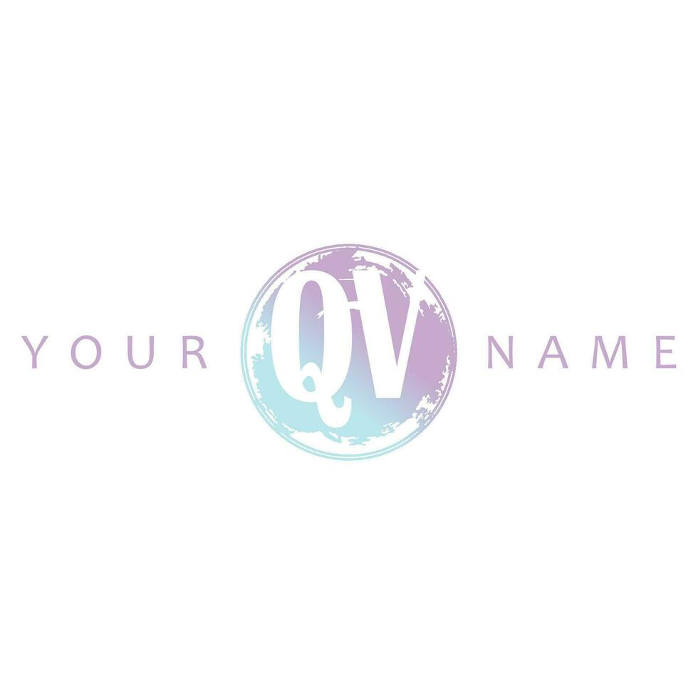 QV Initial Logo Watercolor Vector Design