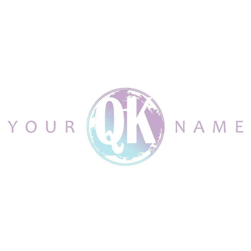 QK Initial Logo Watercolor Vector Design