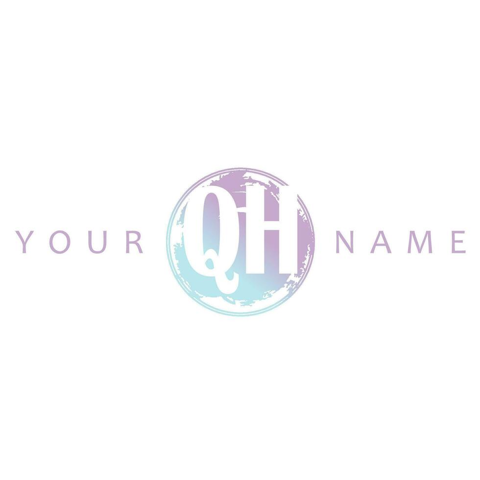 QH Initial Logo Watercolor Vector Design