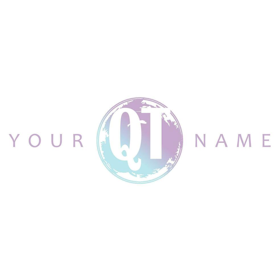 QT Initial Logo Watercolor Vector Design