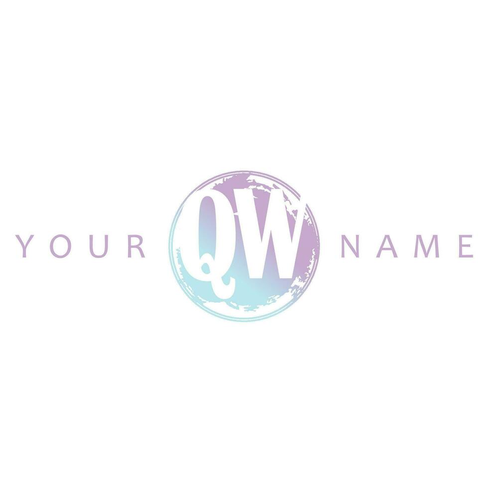 QW Initial Logo Watercolor Vector Design